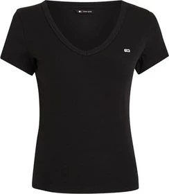 Tommy Hilfiger Essential V-Neck Slim Fit T-Shirt kurzarm schwarz (Damen)
