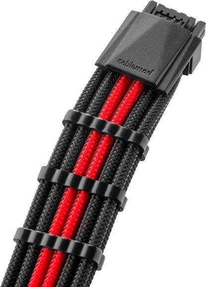 CableMod Pro ModMesh 12VHPWR PCI-e Extension, 3x 8-Pin PCIe Stecker auf 16-Pin PCIe 5.0 12VHPWR Stecker, Adapterkabel, schwarz/rot, 45cm