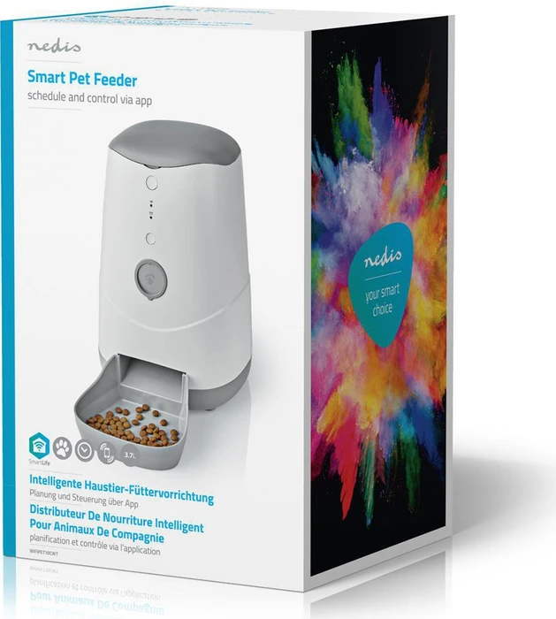 Nedis SmartLife Futterspender für Haustiere, weiß/grau