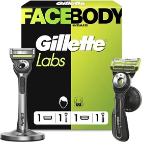 Gillette Labs Face & Body Duo Pack Rasierer 2 Handstücke +  2 Wechselklingen + Halterung + Duschhalterung