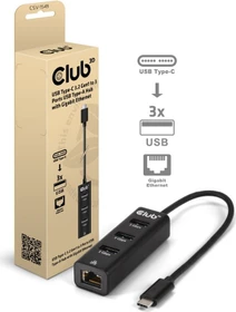Club 3D USB-Hub mit LAN-Adapter, USB-C 3.0 [Stecker] (CSV-1549)