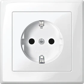 Merten System M M-Smart SCHUKO-Steckdose mit Abdeckplatte Steckklemmen, polarweiß glänzend