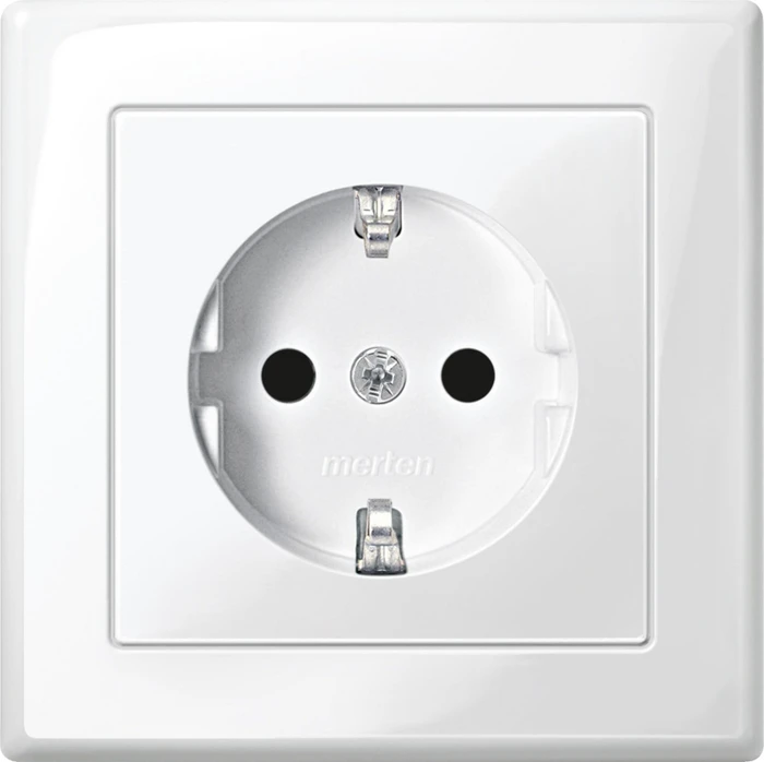 Merten System M M-Smart SCHUKO-Steckdose mit Abdeckplatte Steckklemmen, polarweiß glänzend