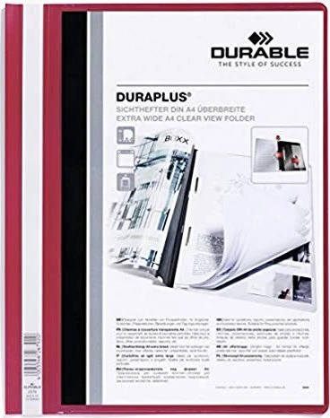 Durable Duraplus Schnellhefter, A4, rot/transparent, 25er-Pack