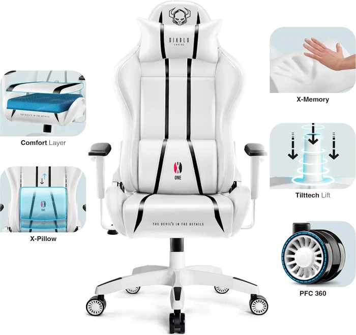 Diablo Chairs X-One 2.0 King Gamingstuhl, weiß/schwarz