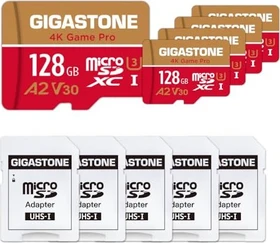 Gigastone 4K Game Pro R120/W80 128GB Kit, UHS-I U3, A2, Class 10, 5er-Pack