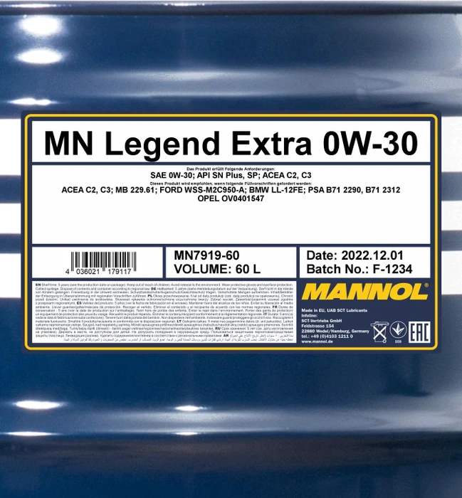 Mannol Legend Extra 0W-30 60l
