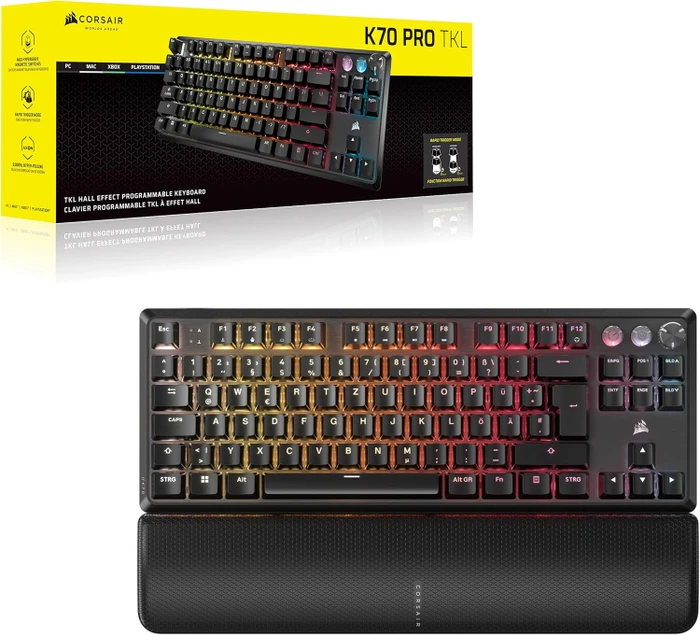Corsair Gaming K70 PRO TKL Magnetic-Mechanical, schwarz, Corsair MGX Hyperdrive, USB, DE
