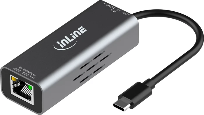 InLine PoE auf USB-C PoE-Adapter, LAN-Adapter, 10W, RJ-45, USB-C 2.0 [Stecker]
