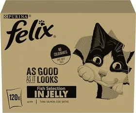 Purina Felix So gut wie es aussieht Geschmacksvielfalt, verschiedene Sorten mit Fisch, 10.20kg (120x 85g)