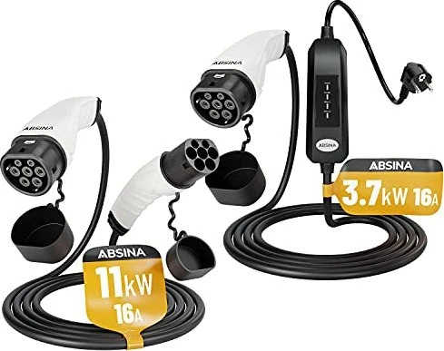 Absina Ladekabel Schuko auf Typ 2/CCS 3kW, 6m Ladekabel