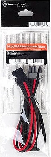 SilverStone PP07-PCIBR, 6/8-Pin PCIe Verlängerung 250mm, sleeved schwarz/rot