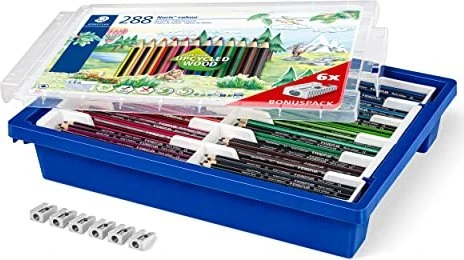 Staedtler Noris colour 185 Buntstift sortiert, Anspitzer, 288er-Set