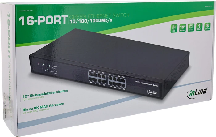 InLine Rackmount Gigabit Switch, 16x RJ-45