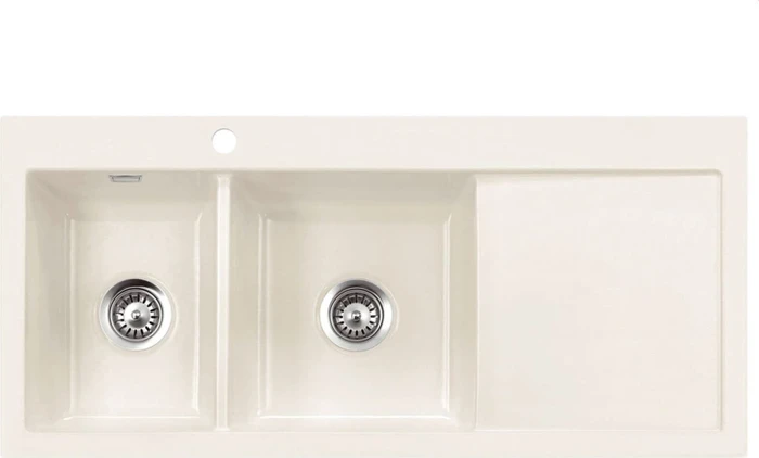 systemceram Mera Double Einbau Becken links magnolie