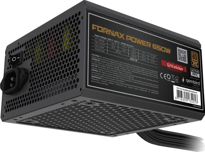 Gembird Fornax Power Bronze schwarz 650W, ATX 2.4