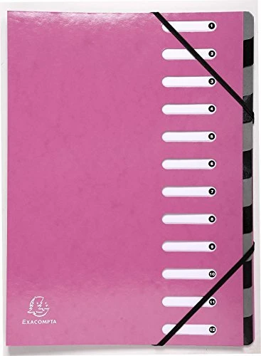 Exacompta Harmonika Ordnungsmappe, 12 Fächer, A4, rosa