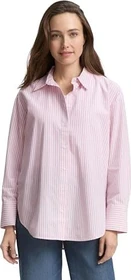 Tom Tailor Loose Fit Popeline Hemd langarm mid pink white/small stripe (Damen)