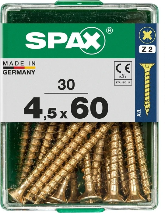 Spax YELLOX A2L 4CUT PZ2 Universalschraube, 4.5x60mm, 30 Stück