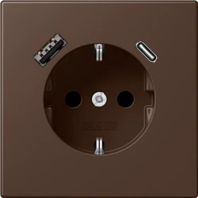 Jung Serie LS SCHUKO-Steckdose mit USB-Ladegerät Safety+, terre d'ombre brûlée 31