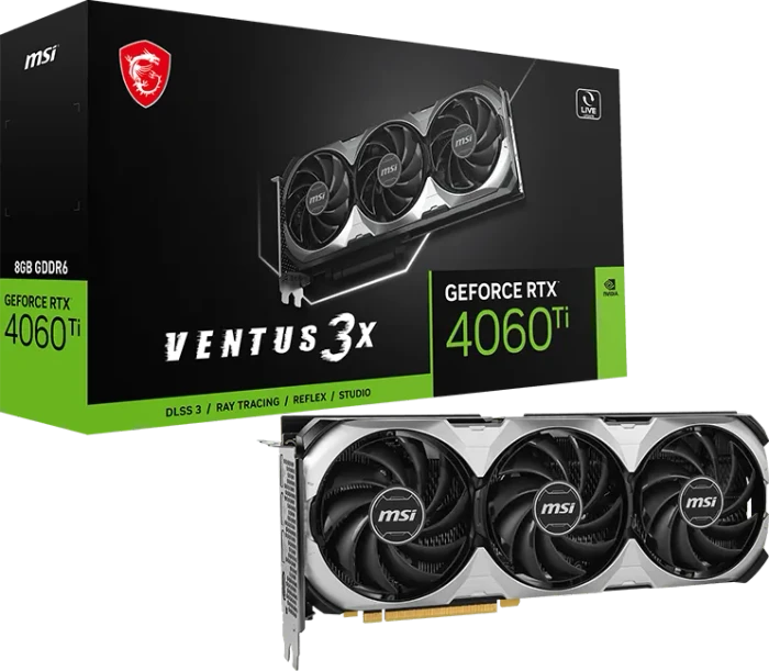 MSI GeForce RTX 4060 Ti Ventus 3X E 8G, 8GB GDDR6, HDMI, 3x DP