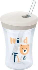 NUK Action Cup Trinklerntasse mit Trinkhalm, 230ml, grau