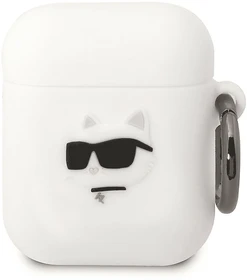 Karl Lagerfeld 3D Logo NFT Choupette Head Case für Apple AirPods 1/2 weiß
