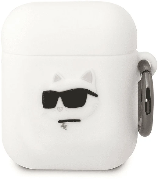 Karl Lagerfeld 3D Logo NFT Choupette Head Case für Apple AirPods 1/2 weiß