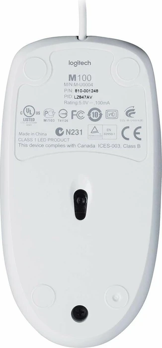 Logitech M100 V2 Refresh Optical Mouse weiß, USB