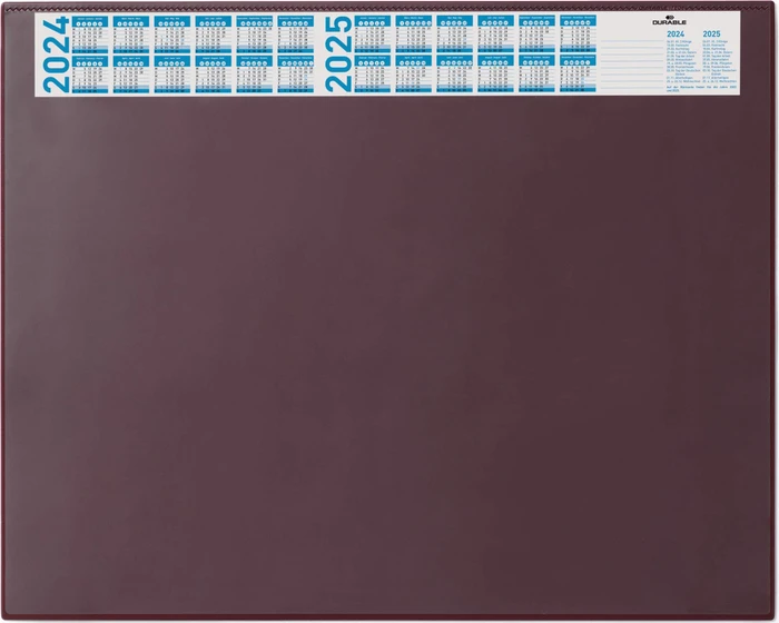Durable 7204 Schreibunterlage mit Jahreskalender und transparenter Abdeckung, 650x520mm, rot
