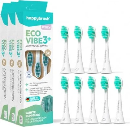 HappyBrush Schall Vibe 3 Ersatzbürste, 9 Stück (3x 3 Stück)