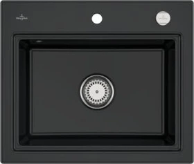 Villeroy & Boch Subway Style 60 S Einbau Becken mittig mit Ablauffernbedienung pure black