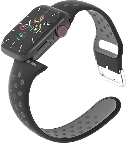 ISY Silikonarmband ISB-1006 für Apple Watch 38mm/40mm/41mm schwarz/grau