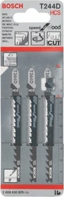 Bosch Professional T244D HCS Speed for Wood Stichsägeblatt, 100mm, 3 Stück