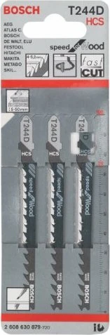 Bosch Professional T244D HCS Speed for Wood Stichsägeblatt, 100mm, 3 Stück