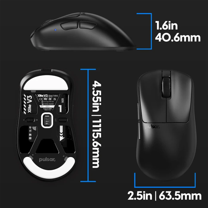 Pulsar Gaming Gears Xlite v3 Mini Wireless schwarz, USB