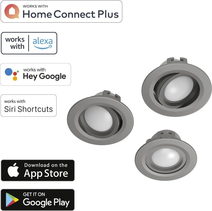 Hama WLAN LED Einbauleuchte 5W nickel, 3 Stück (00176579) – Bild 2 von 3
