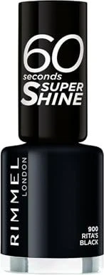 Rimmel 60 Seconds Super Shine Nagellack 900 Rita's Black, 8ml