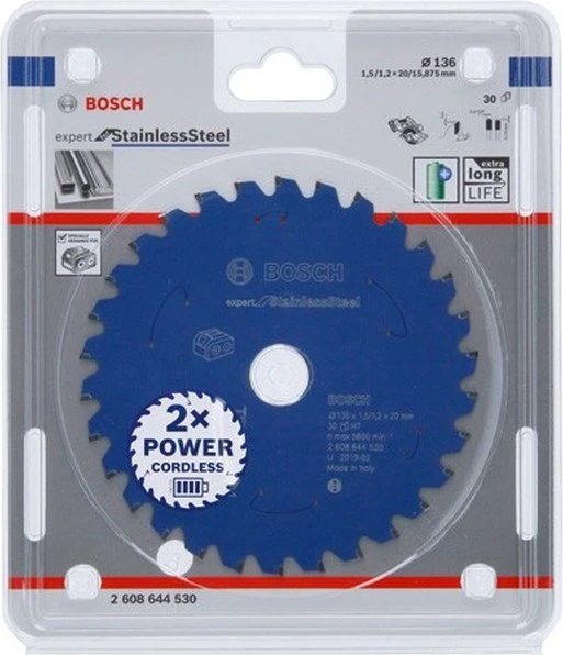 Bosch Professional Expert for Stainless Steel Kreissägeblatt 30Z, 136x1.2x20mm, 1 Stück