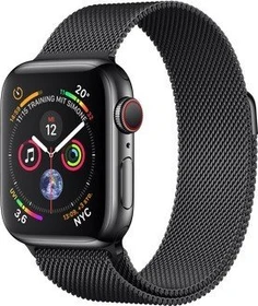 Apple Watch Series 4 (GPS + Cellular) Edelstahl 40mm schwarz mit Milanaise-Armband schwarz