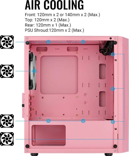 AeroCool Trinity Mini Pink, rosa, Glasfenster