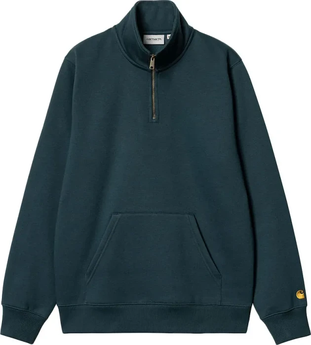Carhartt Chase Neck Zip Sweat Sweatshirt duck blue/gold (Herren)