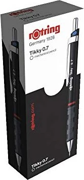 rOtring Tikky Druckbleistift HB 0.7mm graphit, schwarz, Radierer, 12er-Pack