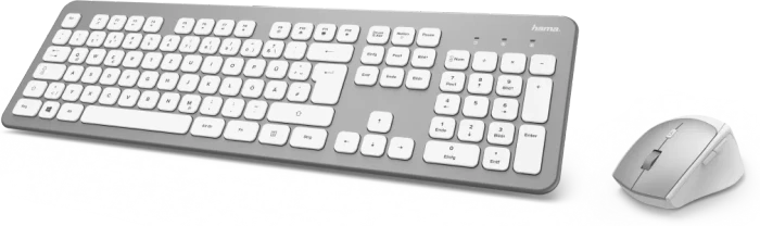 Hama KMW-700 Funk Tastatur und Maus Set, silber/weiß, USB, DE