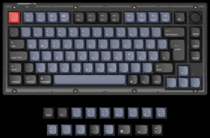 Keychron V1 Knob Version, Frosted Black, LEDs RGB, hot-swap, Keychron K Pro BROWN, USB, DE
