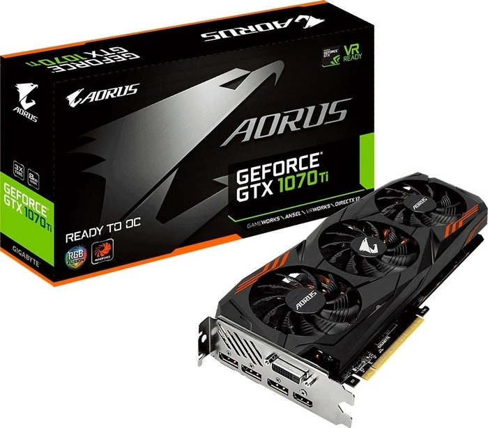 GIGABYTE AORUS GeForce GTX 1070 Ti 8G, 8GB GDDR5, DVI, HDMI, 3x DP
