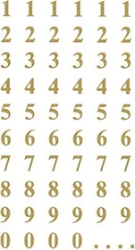 Avery-Zweckform Zahlenetiketten, 76x120mm, wetterfest, gold/transparent, 2 Blatt (124 Etiketten)