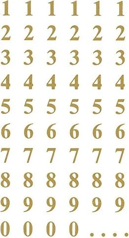 Avery-Zweckform Zahlenetiketten, 76x120mm, wetterfest, gold/transparent, 2 Blatt (124 Etiketten)