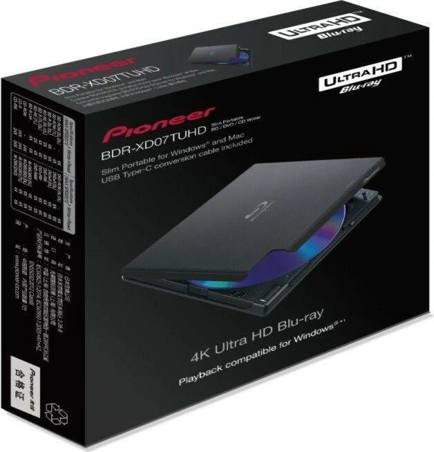 Pioneer BDR-XD07TUHD, SlimLine schwarz, USB 3.0