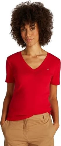 Tommy Hilfiger V-Neck Slim Fit T-Shirt kurzarm primary red (Damen)